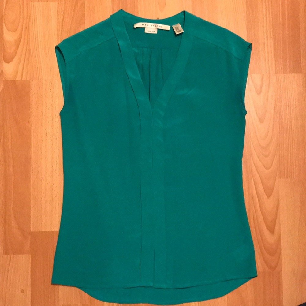 Max Studio turquoise silk blouse